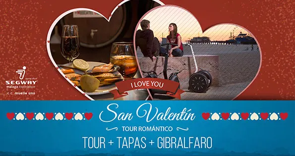 ValentinesDay_2017 San Valentin Segway Tour en Málaga. Un Tour VIP a un precio especial de 45 euros, con tapas incluidas